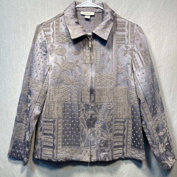 VINTAGE DRESSBARN BLAZER TEXTURED GRAY/ SILVER SIZE SMALL - Picture 1 of 9